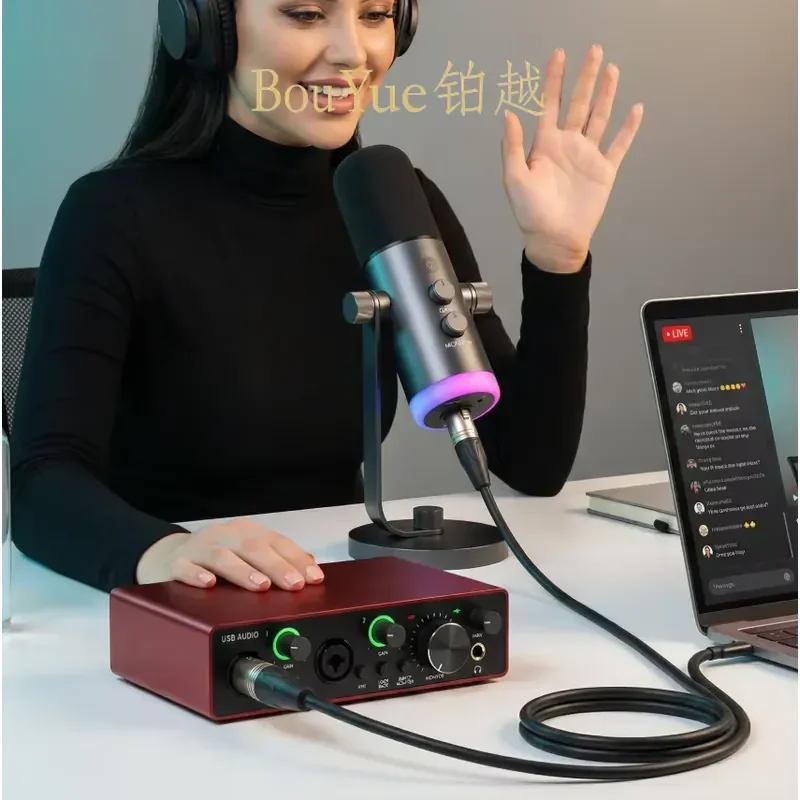 Professional Dynamic Gaming Microphone USB XLR Condenser Mic with Desktop Stand for YouTube Live Streaming Podcast Recording