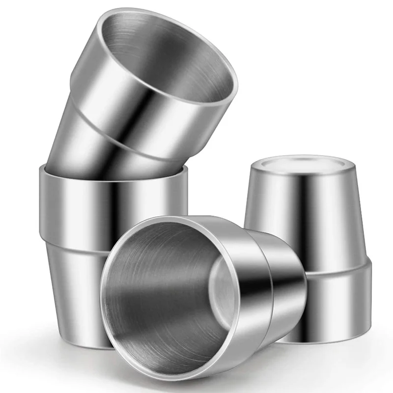 4Pcs 304 Stainless Steel Insulated Cup Stackable Small Metal Cup Double Wall Vacuum Drinking Glasses for Kids Adults
