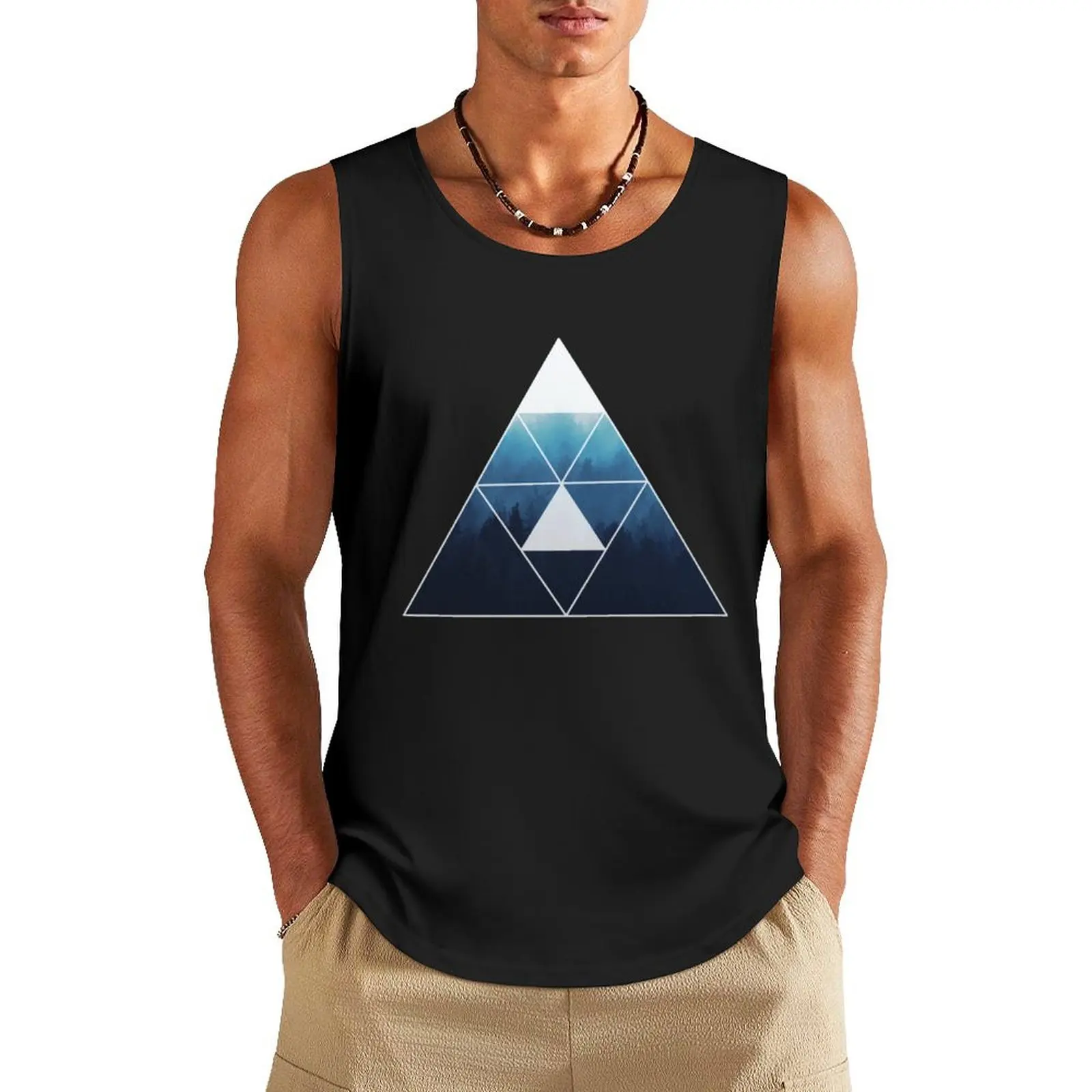 

Geometric Misty Forest Tank Top singlet for men Men's summer t-shirt sports t-shirts for men