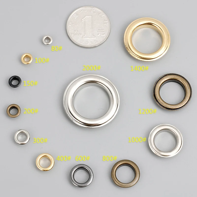 100 Sets/pack Brass Gun Black Eyelets with Gasket Inner Diameter 5-17mm for DIY Hat Shoes Belt Bag Clothes Accessories