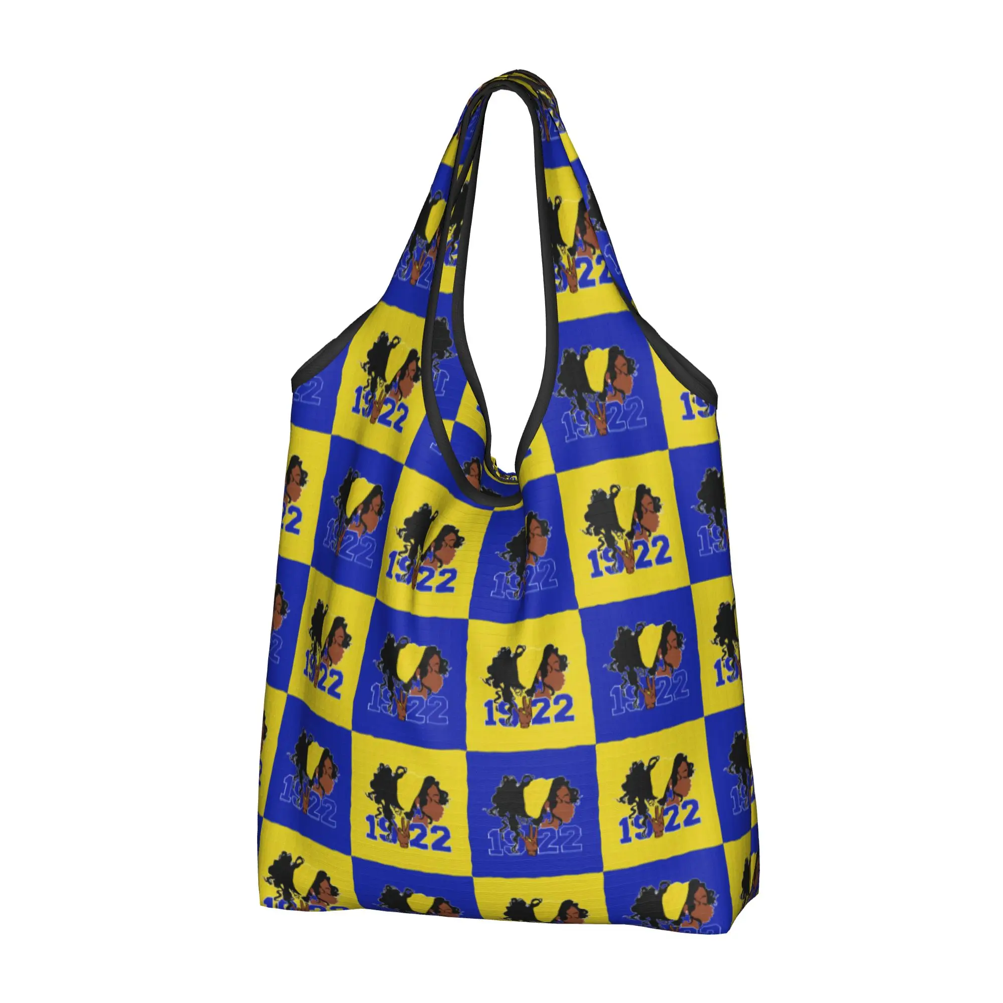 SGRHO 1922 Sigma Gamma Rho Shopping Bags Funny Shopper Shoulder Tote Bag  Checkered Plaid African American Sorority  Handbag