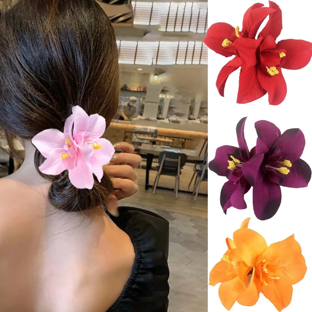 Simulated Orchid Flowers Hair Clip For Women Girls Bohemian Flower Side Bang Clip Hairpins Barrette For Wedding Hair Accessories