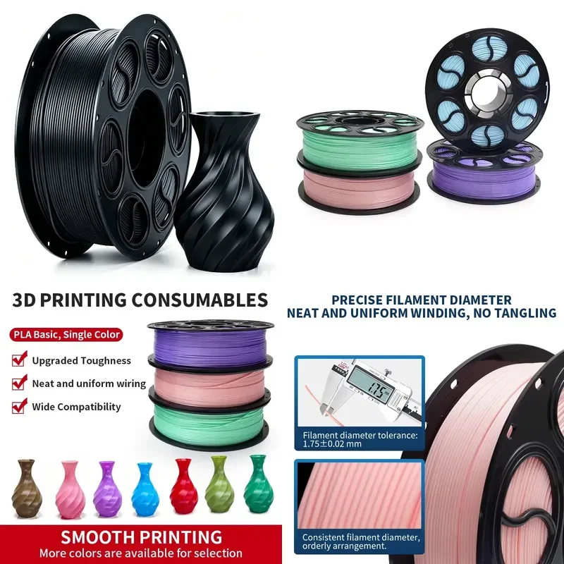 2026 hot sale Warehouse Hot Single Color Silk PLA Filament Vacuum Pack Silky Shiny 1kg Spool Fast Shipment FDM 3D Printing