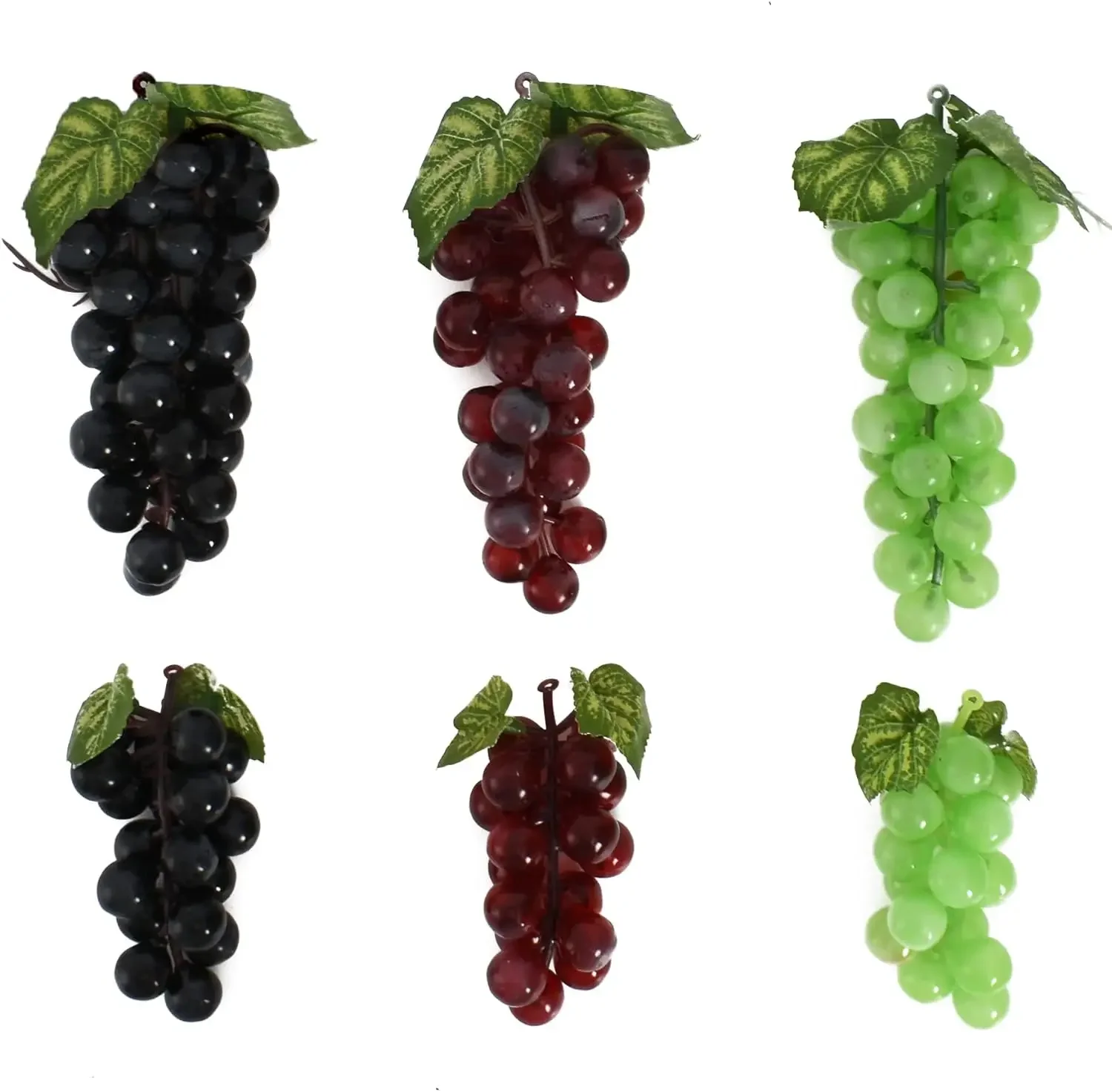 Decorative Frosted Grape Clusters for Vintage Wedding Favor, Fake Grapes, Wine Fruit Props, Red and Green, 6PCs