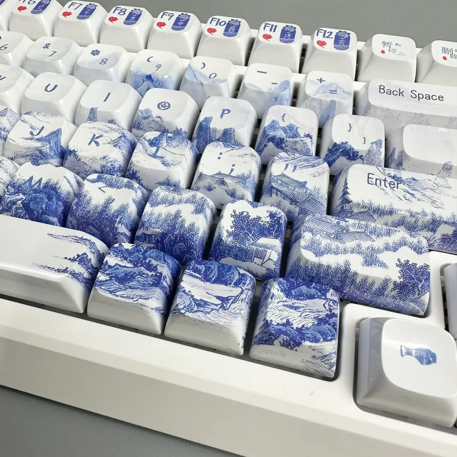 Blue and white porcelain ZDA glossy pbt mirror keycap 87 keys original personalized keycap