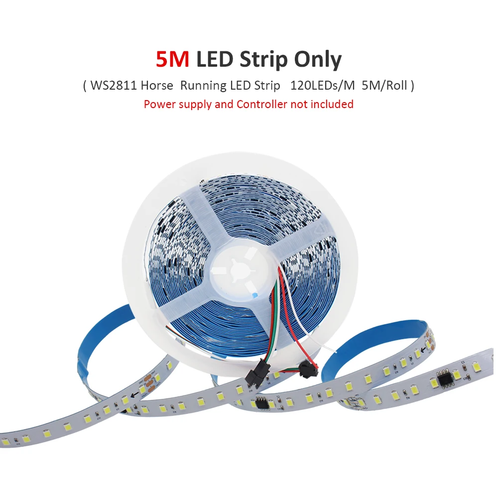 MJJC 24 V WS2811 Fließendes Wasser Fließendes LED-Streifenlicht 2835 10 m 15 m 20 m Pferderennen-Bandlampe mit SP636E BanlanX App 2,4 G Controller 6