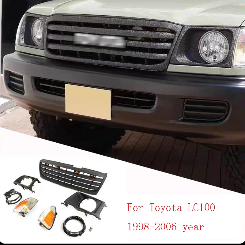 

Dream Garage New ABS Plastic Body Kit Modified Black Front Grille With Grille Light For LandCrusier LC100 Fj100 4700 1998-2006