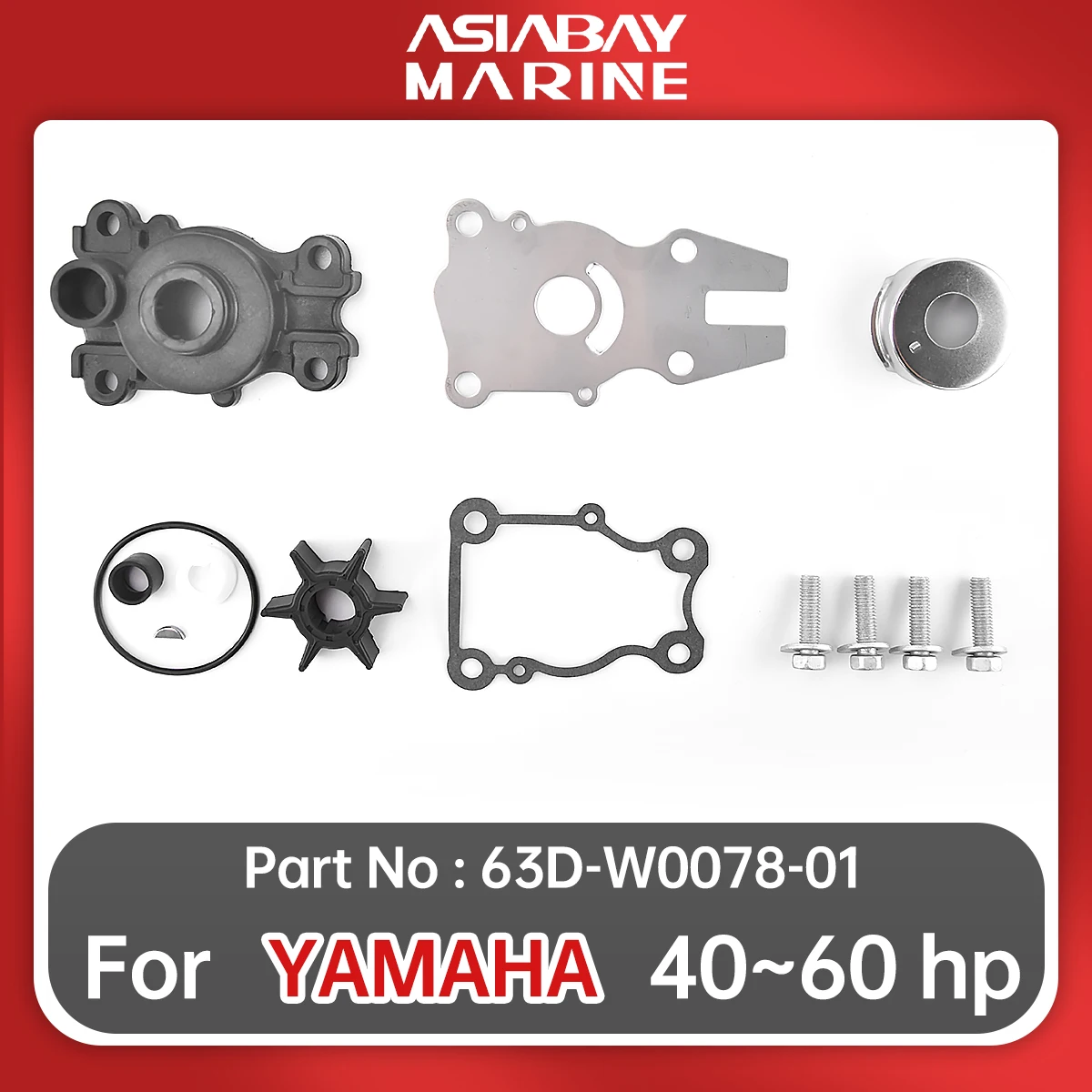 Water Pump Impeller Repair Kit For Yamaha Outboard 40hp 50hp 60hp Ship Marine Boat Engine Part 63D-W0078-01 Sierra 18-3434