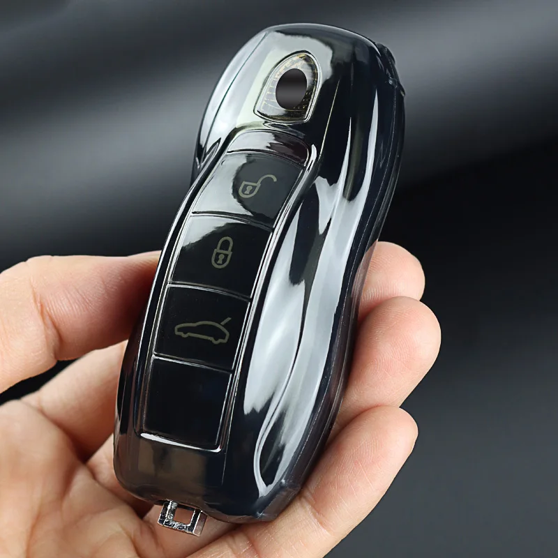 Car Transparent key shell/case/cover for PORSCHE Taycan/Panamera/Macan/Cayenne/911/718,Full package protection,Light and soft