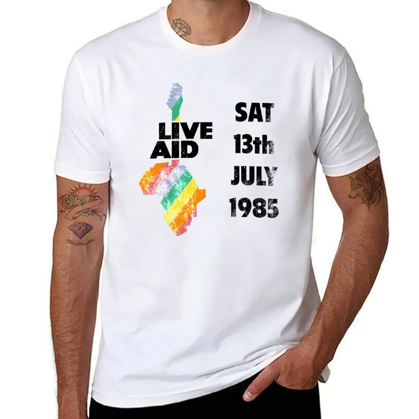 

colors shirts cotton T-Shirt man 100% t tshirt test black funny for and Live cotton shirts anime Aid 24x36 1985 t