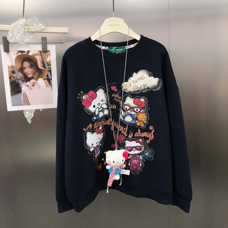 Nouveau Style coréen dessin animé avant et arrière imprimé sweat veste ample polyvalent jeune col rond pull couche de finition dames