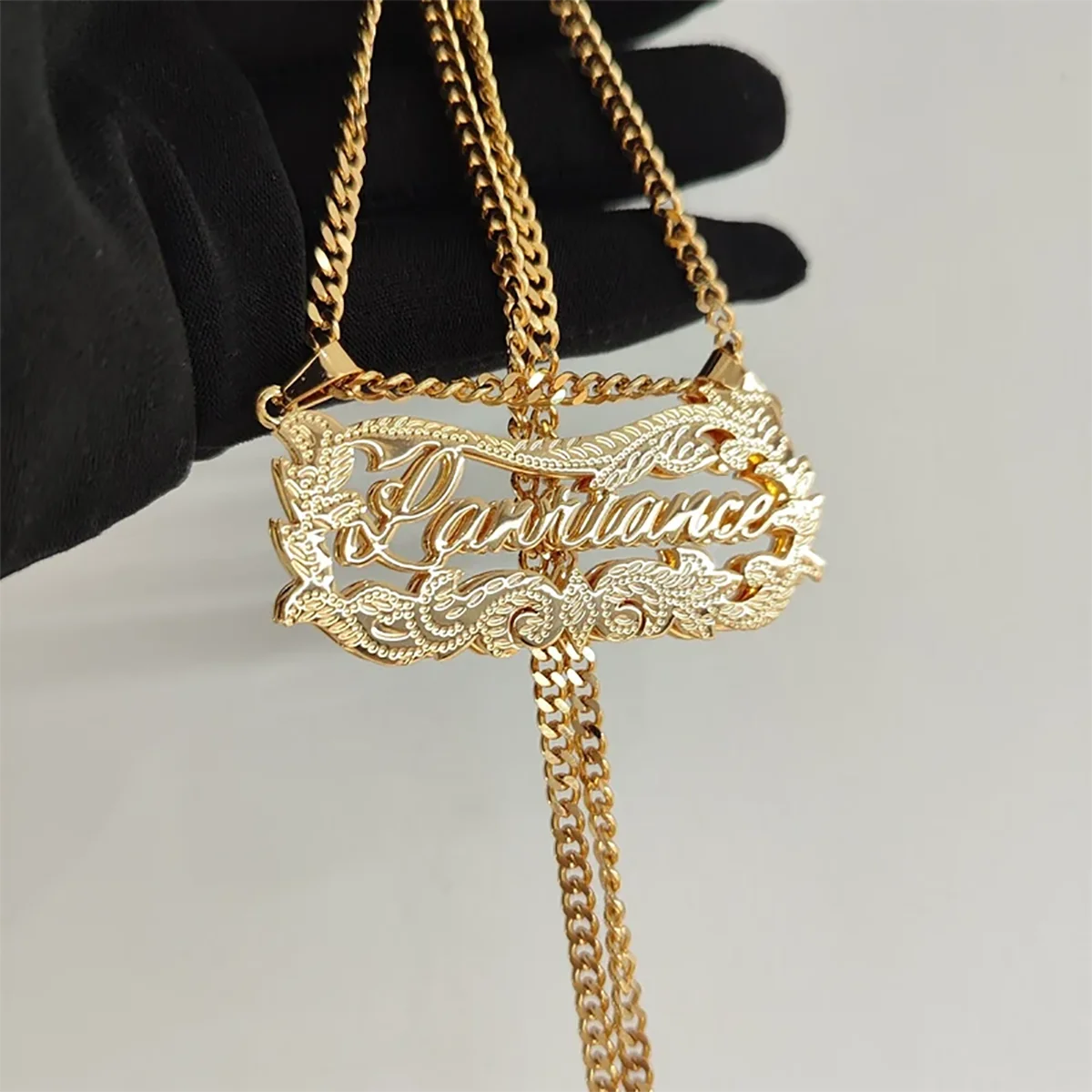 DHQH Anti Fading 3D Name Necklace Personalized Customization 18K Gold Double Inscription Brand Necklace Stainless Steel Jewelry