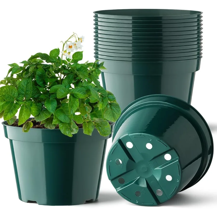 

8 Inch Plastic Plant Pots 15 Pack Sturdy Nursery Pots with Drainage Holes Flower Planter Pots for Indoor Outdoor Garden Contain