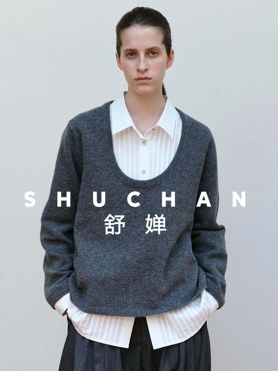 

Свитер женский, осень-зима 202, новый высококачественный шерстяной вязаный свитер с U-образным вырезом, теплый пуловер