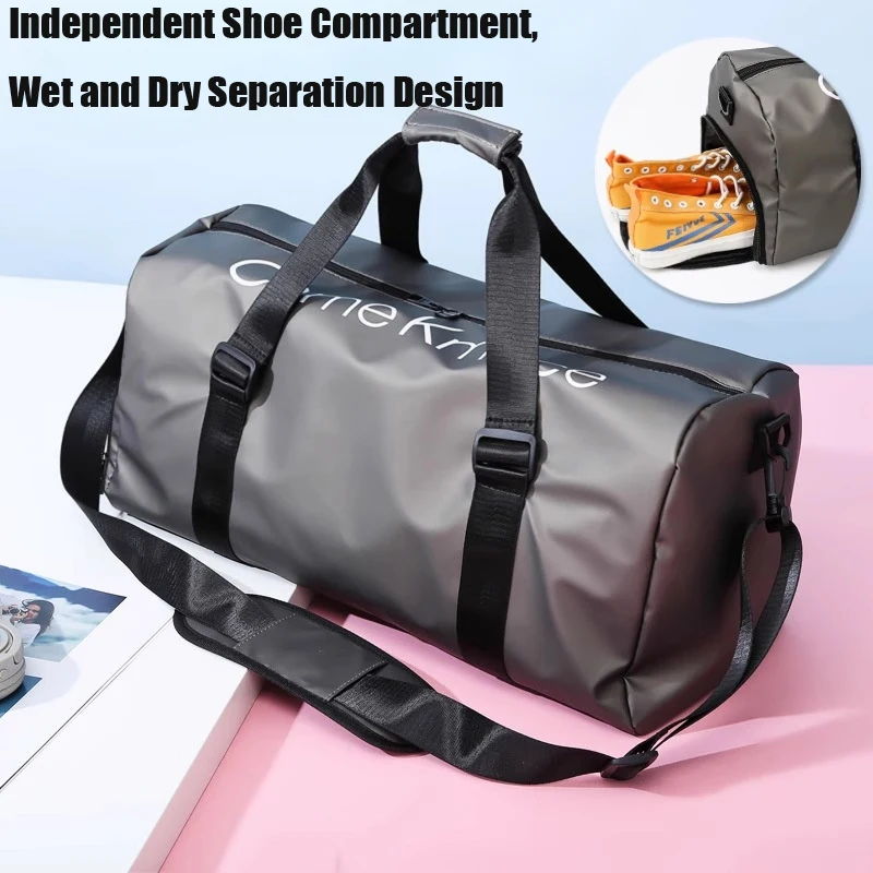Bolsa Esportiva Impermeável de Grande Capacidade com Compartimento para Calçados, Design de Separação Úmido/Seco, Bolsa de Viagem para Academia, Fitness e Natação