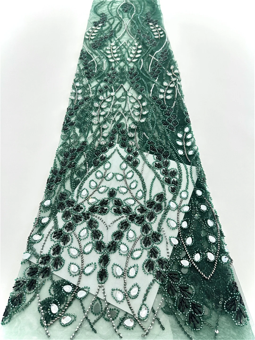 Latest African Heavy Beads Lace Fabric Nigerian Sequins Groom Lace French Tulle Fabric For Wedding Party Dress