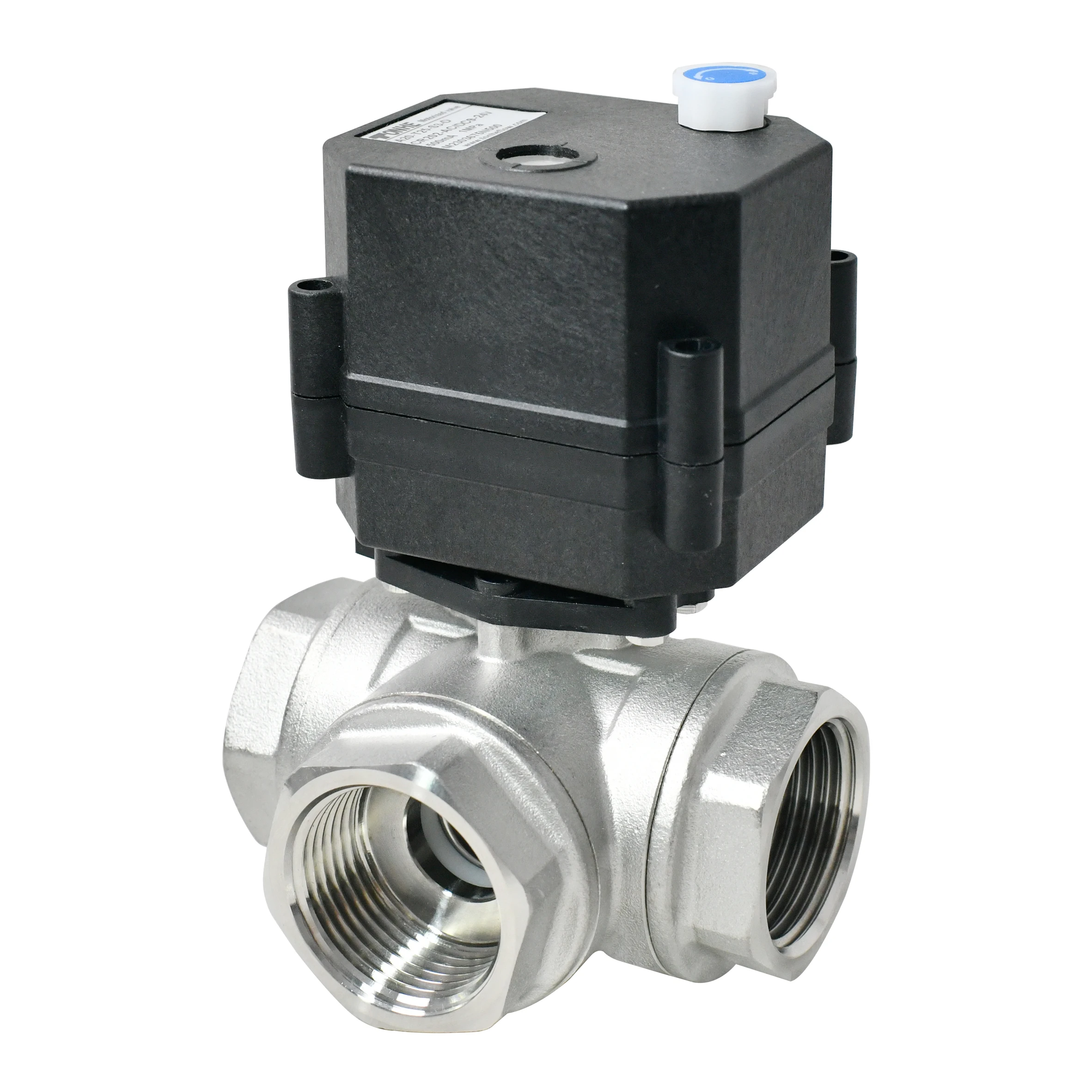 1 Inch DN25  3  Way Stainless steel 304 Horizontal 4-20mA /0-10V Electric Modulating Ball Valve