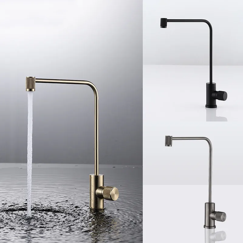 Filter Kitchen Faucets Direct Function Drinking Water Single Cold Handle  Brass Pure Sink Mixer Tap Rotate Gun Grey/Brushed Gold