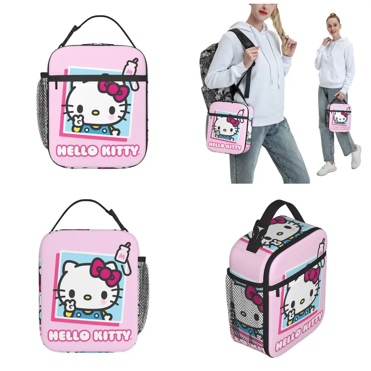 Sacchetti per il pranzo con isolamento termico Sanrio Hello Kitty per scatole per il pranzo termiche per contenitori per alimenti portatili per la