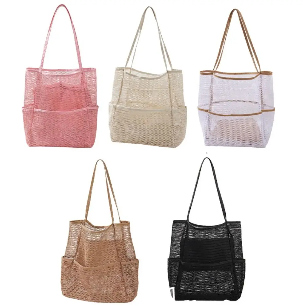 

Toiletry Bag Nylon Mesh Beach Bag Large Capacity Foldable Toiletry Storage Bag Breathable Hollow Out Swimming Bag Swimming