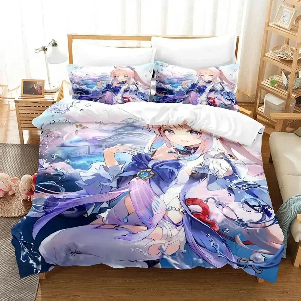 Anime Genshin Impact Sangonomiya Kokomi Supplies Set Duvet Cover Set Bedding Sets Pillowcases No Filling Luxury Birthday Gifts