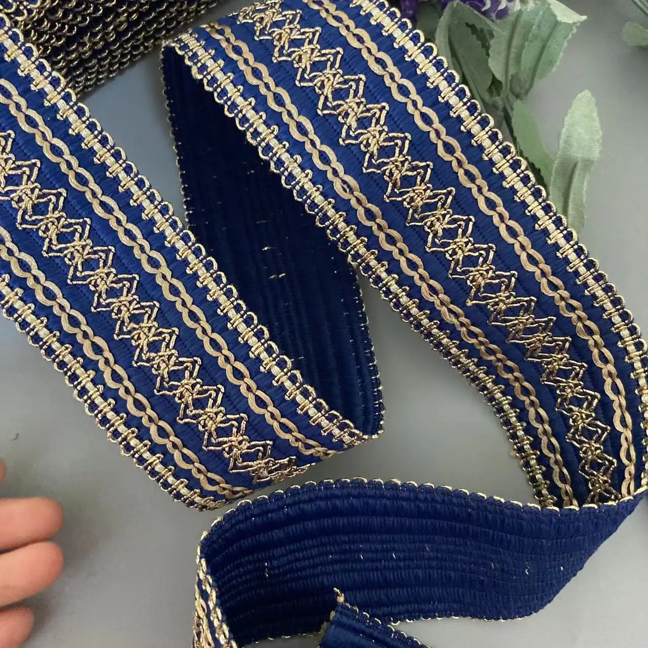 

1 Meters 5cm Blue Dress Lace Trims Ribbon Decoration Shoe Hat Ethnic Wind Shoe Webbing Accessories Fabric Jewelry Crafts