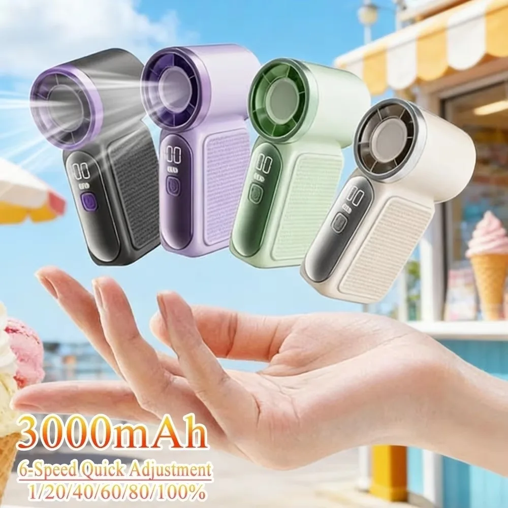 

High Speed Mini Handheld Fan 100 Adjustable Settings LED Display Desk Fan Strong Wind Ultra-quiet Pocket Hand-held Fans Travel