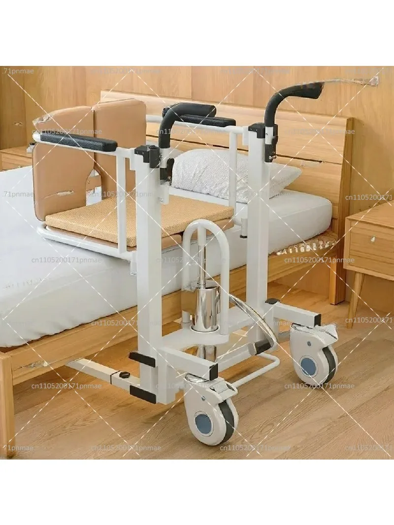 Hydraulic Lift Commode Wheelchair for Elderly Disabled, Multifunctional Portable Toilet Transfer Chair