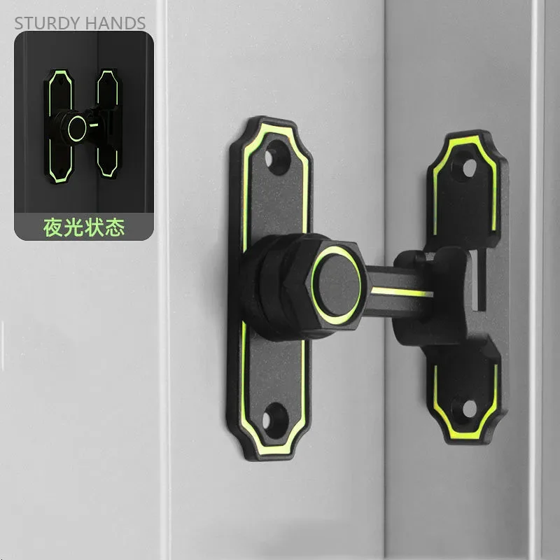 

Glow-in-the-dark Door Clasp Zinc Alloy 90/180 Degree Dual-purpose Door Lock Home Barn Sliding Door Latch Indoor Safety Bolt