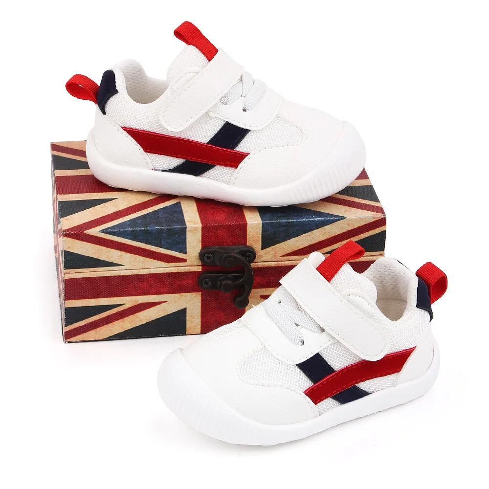 Baby white shoes, baby toddler shoes, soft soles, boys and girls sports shoes that do not fall off, spring and autum flats 2557