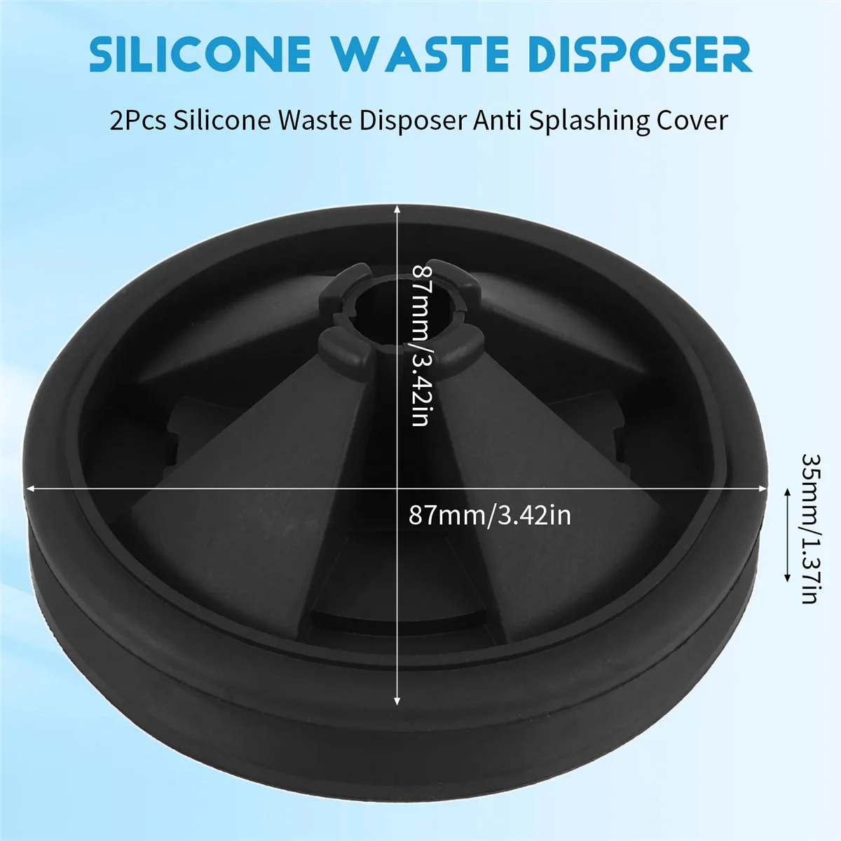 2Pcs Silicone Waste Disposer Anti Splashing Cover 87mm Outer Diameter Fit for InSinkErator Food Waste Disposer