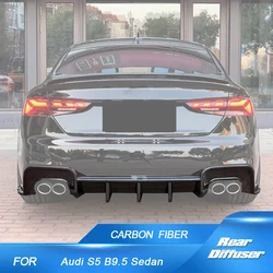 Real Carbon Fiber Car Rear Bumper Diffuser Lip Spoiler for Audi S5 B9.5 2020-2023 Car Rear Bumper Diffuser Lip Guard Spoiler