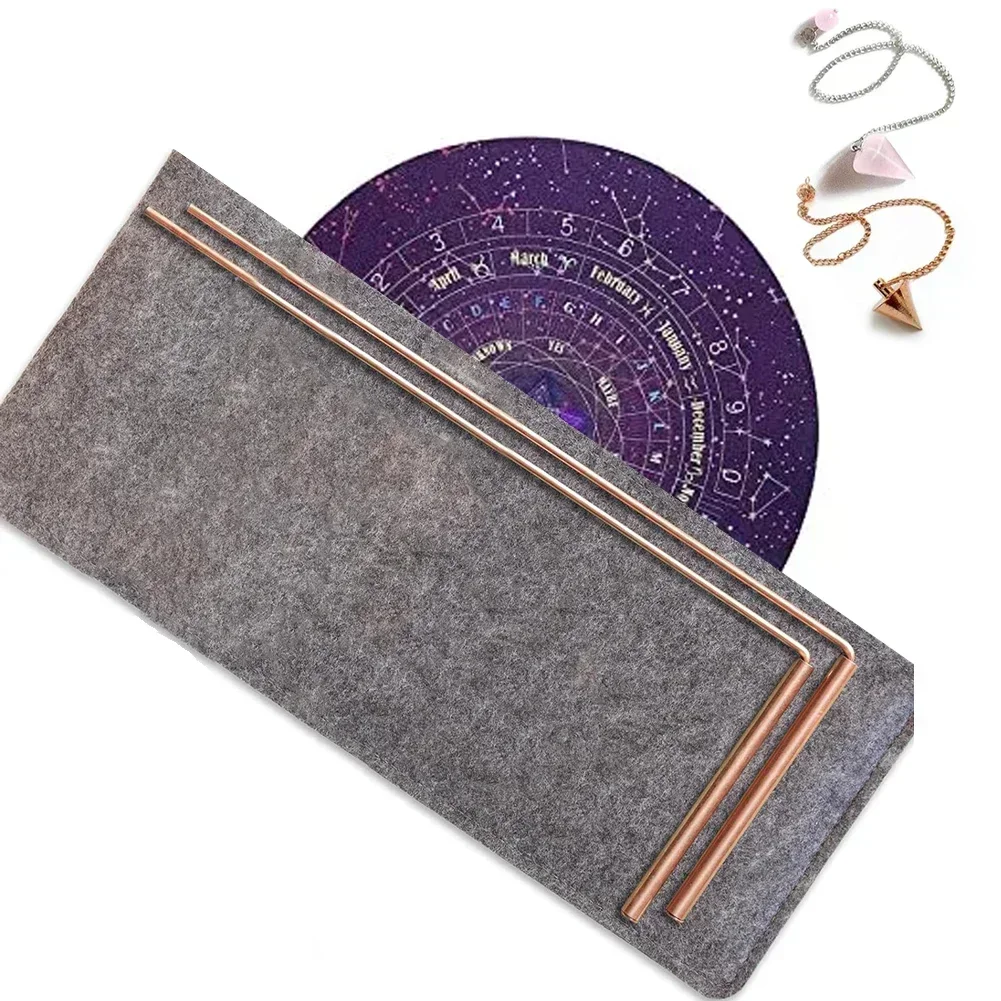 Kit asta da rabdomanzia in rame al 99,9% Set di cuscinetti per piastra a pendolo psichico e divinante per trovare fonti d'acqua, minerali, articoli perdute, terapia energetica