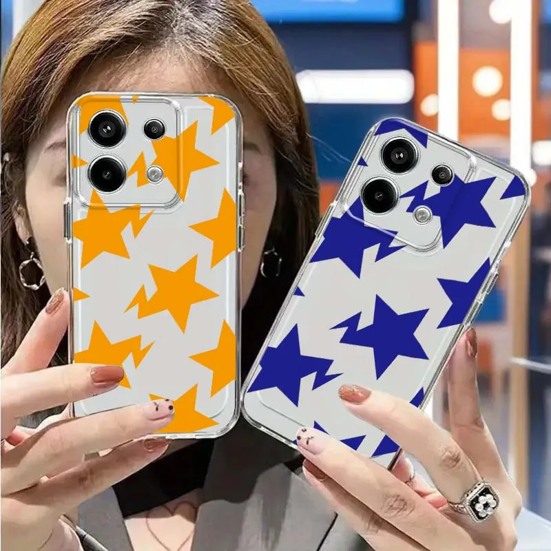 

Cartoon Blue Star Pattern Phone Case For Xiaomi Poco C85 C71 M8 F7 X7 X6 F6 M6 X5 F5 F4 F3 F2 Pro Ultra 5G Space Shell
