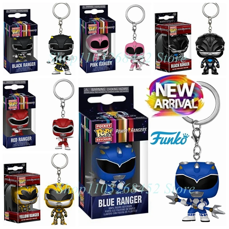 FUNKO Pop Pocket BLACK RANGER YELLOW RANGER Pink Red Ranger Blue Pop Keychain Action Figure Collection Model Toys with Box