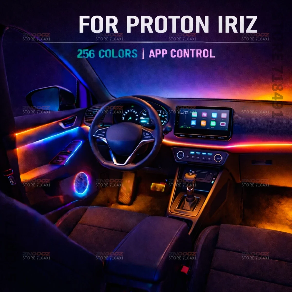 22in1 RGB Car Interior Acrylic Car Ambient Lights RGB Hidden Acrylic Strip Decoration Atmosphere Accessories For Proton Iriz