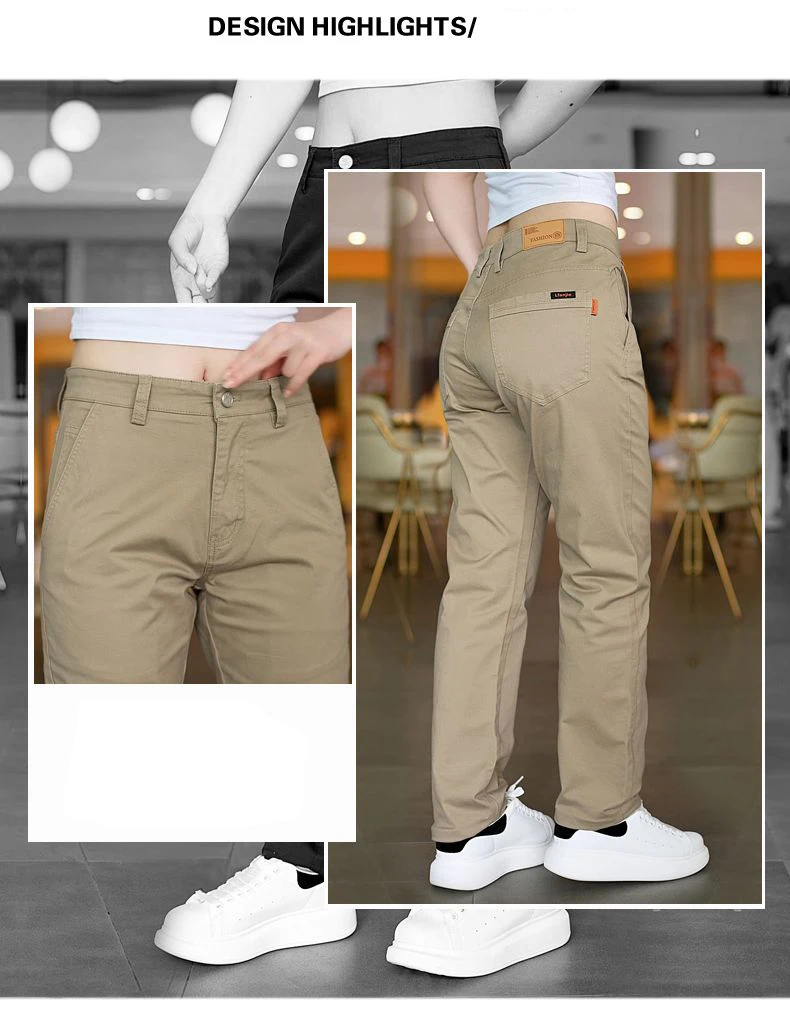 2026 Frühling Herbst Baumwoll-Herrenhose Trendige Vielseitige Elastische Leichte Business-Hose Formelle Schlanke Gerade Hose – Detail 4