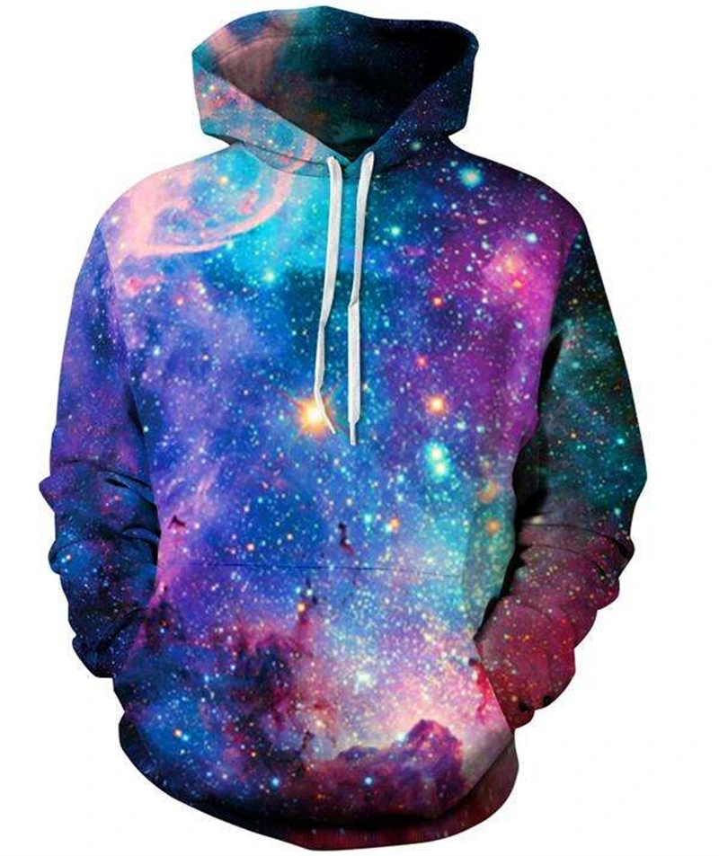 Galaxy Hoodie Colorful Personalized Pattern 3D Printed Hoodie Men Street Sports Tops Hip-hop Pullover Sweatshirts Hooded Male