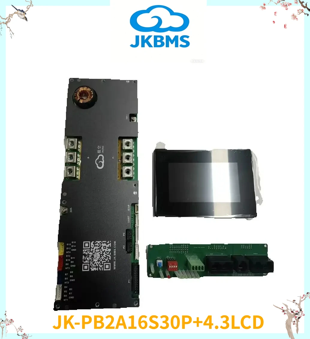 

JK Inverter BMS JK-PB2A16S30P+4.3LCD Active Balance Current 2A 16S 24V 48V LiFePo4 Li-Ion Battery 300A Household Energy TaiChang