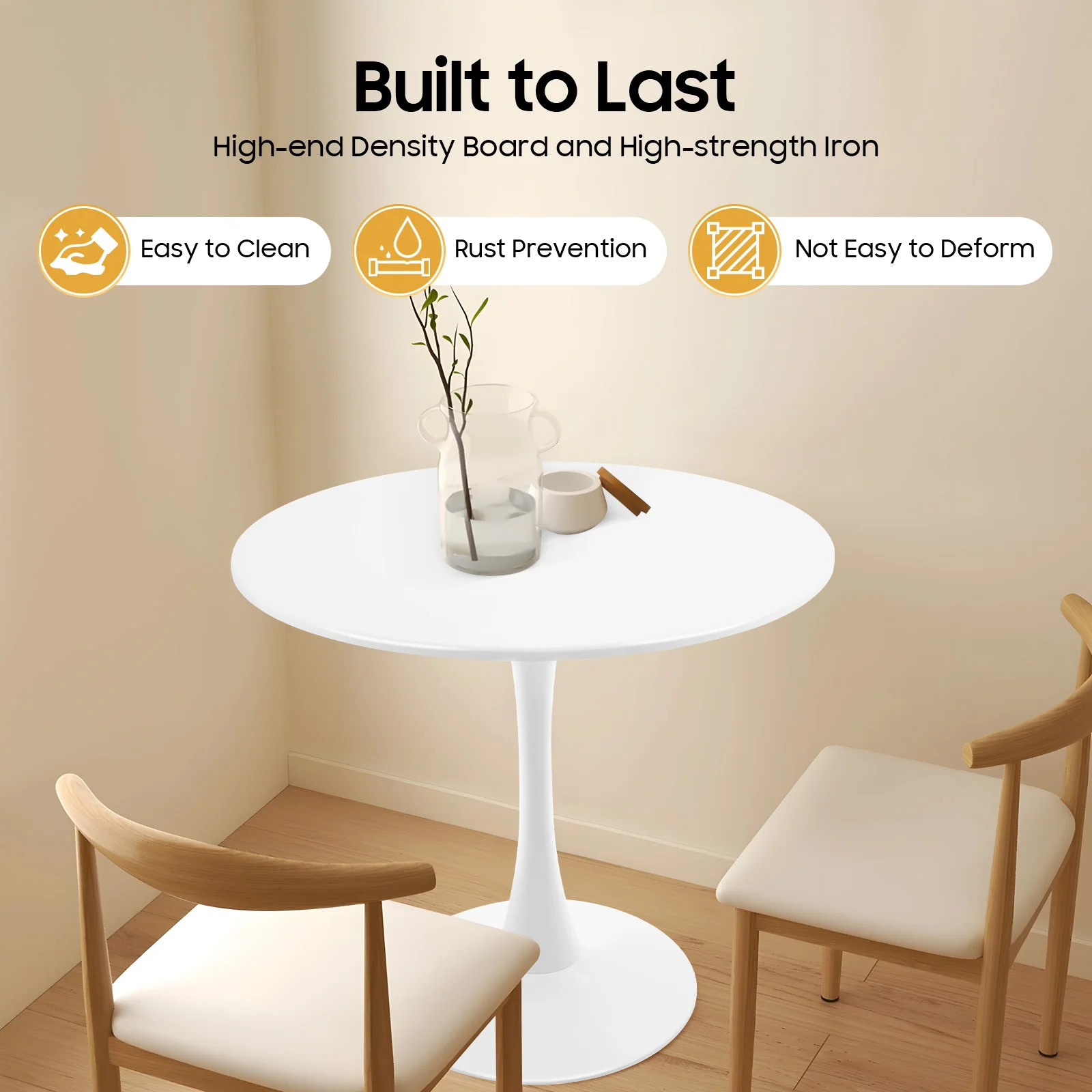 

Round White Tulip Dining Table, 31.5inch Modern Tulip Dining Table Round Shape with Modern Pedestal Base, for 2-4 People
