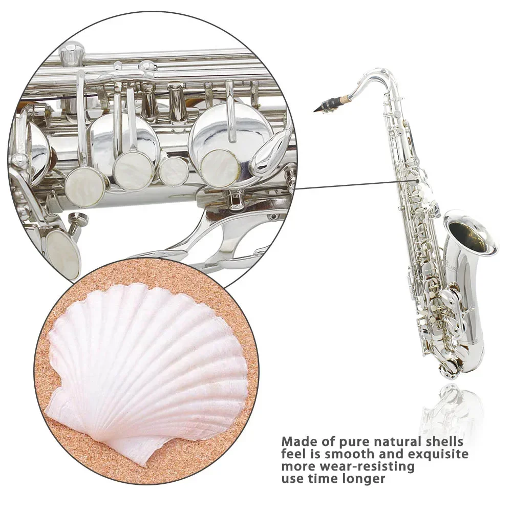SLADE Bb Tenor Saxophone Silver Plated Brass Tube Body Wind Instrument Accessory Kit Musical Instrument Supply for Stage Show