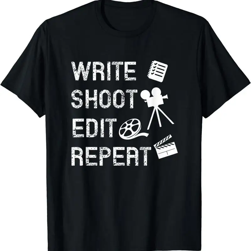 

Новая ограниченная футболка для стрельбы с надписью Edit Repeat Movie Filmmaker в стиле ретро