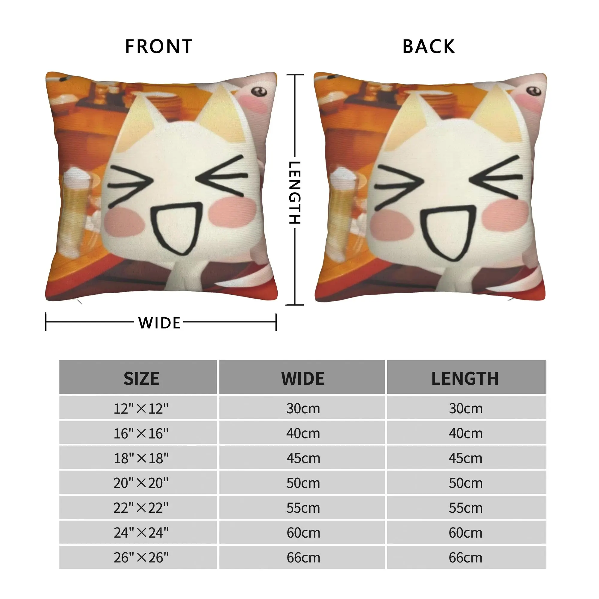 Toro Inoue Cat Pillowcase Polyester Cushion Cover Decor Happy Neko Throw Pillow Case Cover Home Square 40X40cm