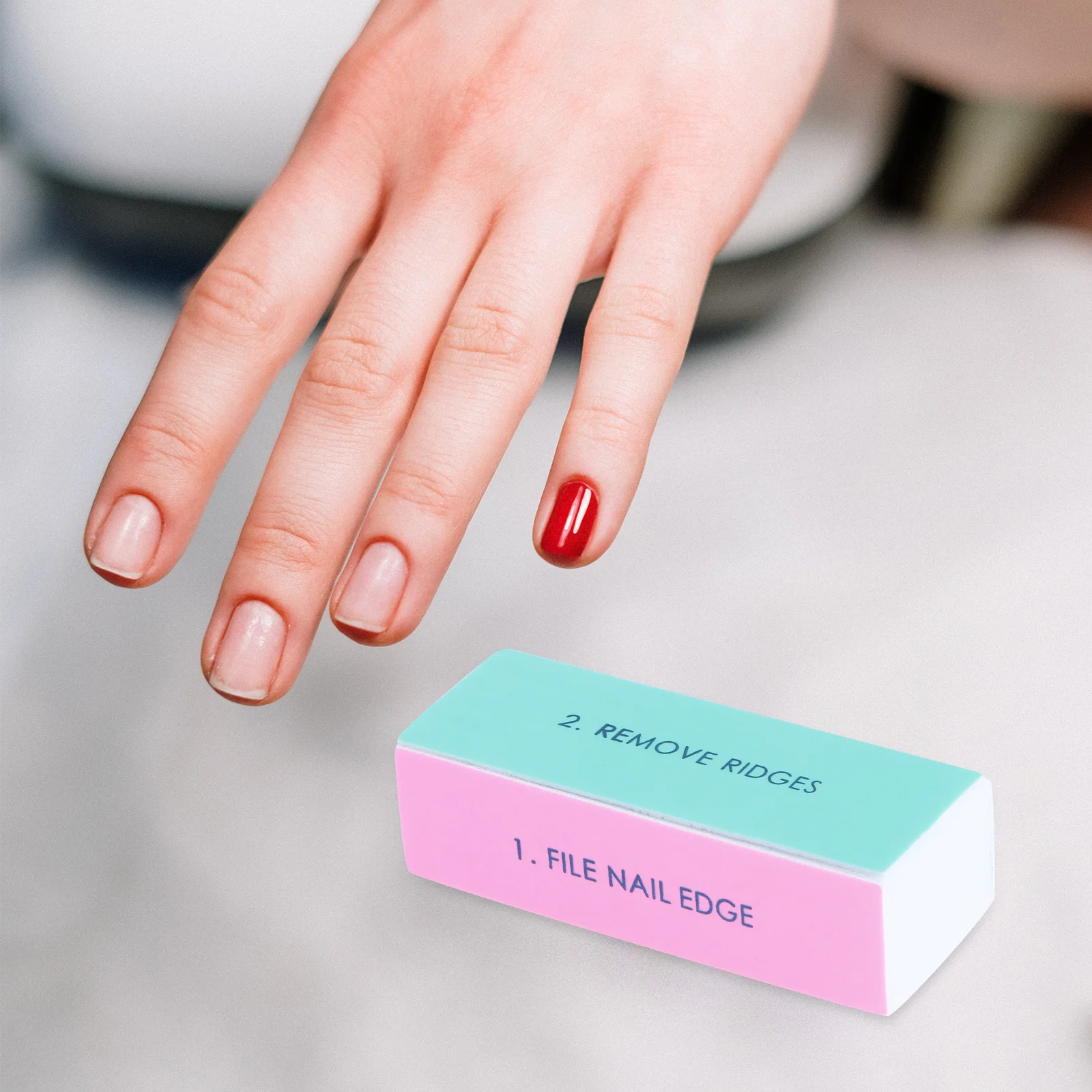 여성용 네모 네각형 네일 파일 5개 세트, 휴대용 네일 아트 용품, 폴리쉬 제거 및 매끄러운 손톱 관리