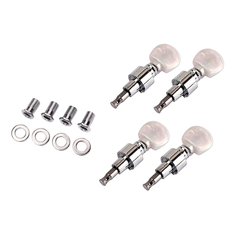 4Pcs Banjo Tuner Banjo Geared Machine Pearled Pegs Tuning 4 Head Tuner Tone Keys X5QF