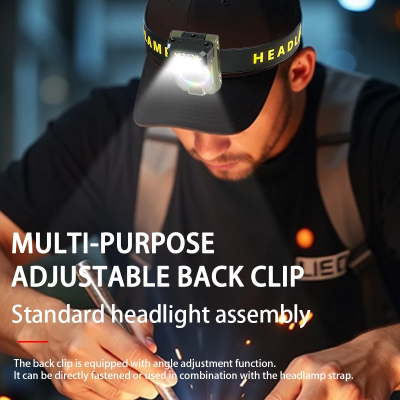 Hands-Free Rechargeable Clip Light, Portable Work Lamp with 4 Colors, 3 Brightness, Magnet base, USB Charging For Repair,Outdoor