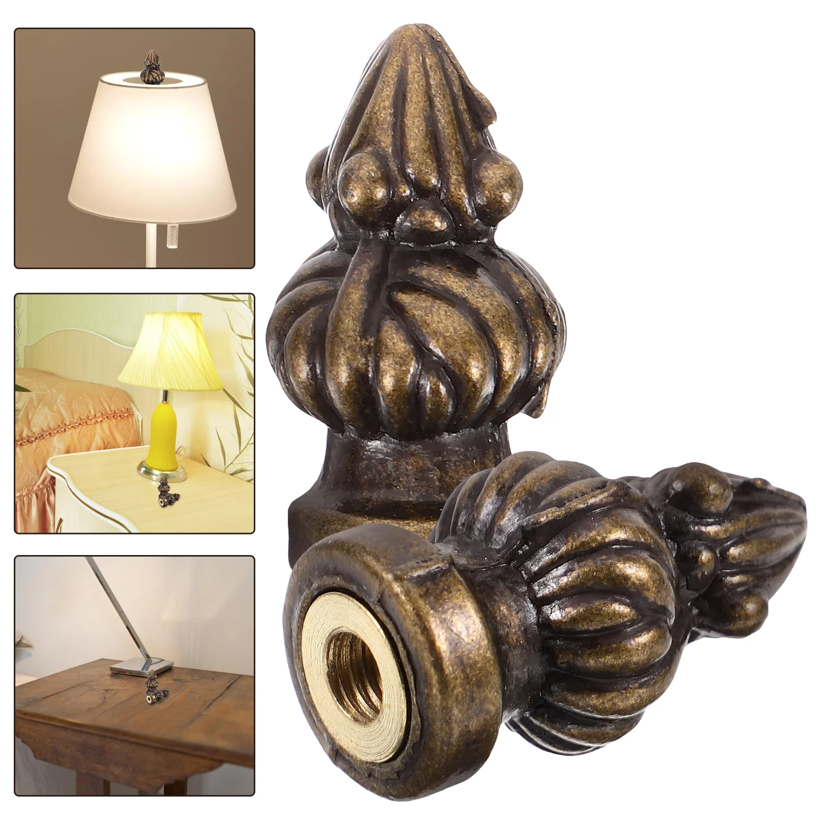 

2 Pcs Floor Lamp Pineapple Desk Knob Shades Finial Cap Copper Ball Finials for Table