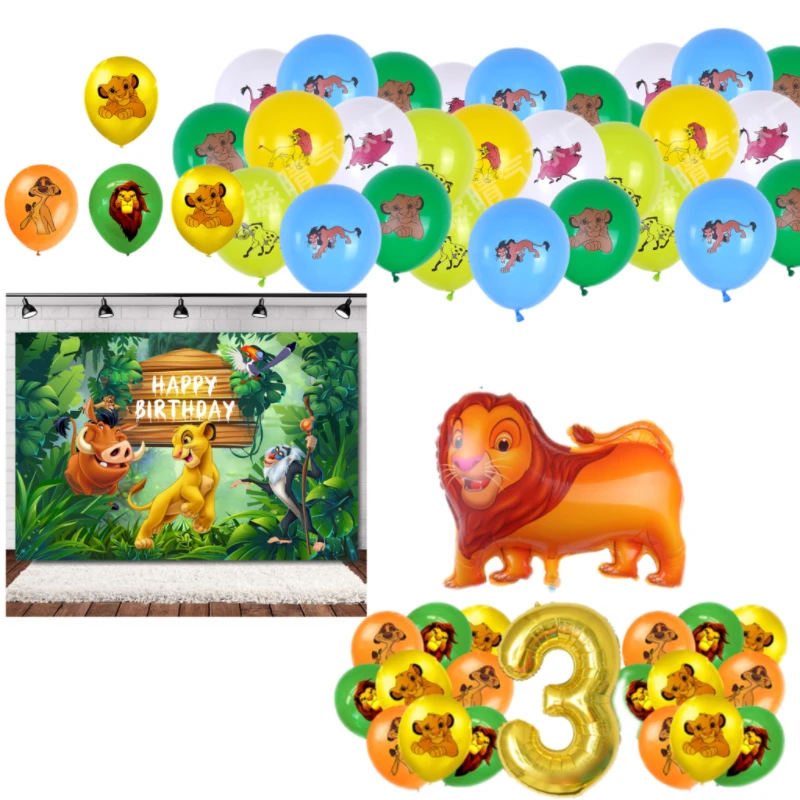 Disney The King Lion Birthday Party Decoration Tableware Cup Plate Tablecloth Balloons Simb Birthday supplies Banner Background