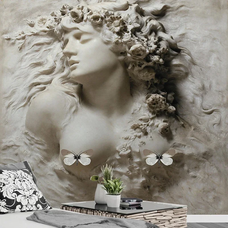 

Custom Photo Wallpaper 3D Embossed Gray Beauty Sculpture Art Wall Painting Bedroom Living Room Sofa Entrance Decoration Mural 3D