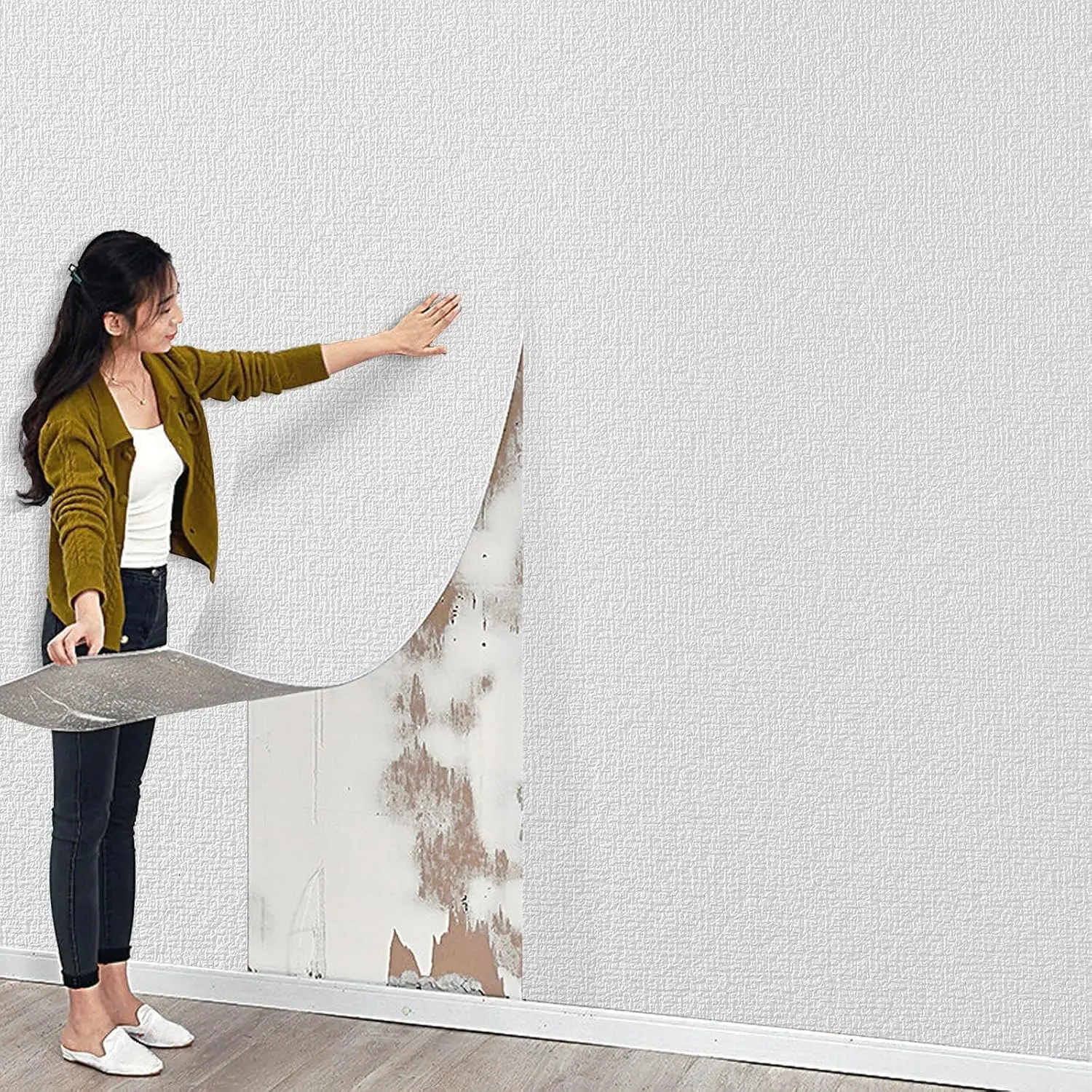 

Self-Adhesive Foam 3D Wallpaper Linen Texture Effect Wall Sticker for Living Room Bedroom Dormitory Home Decoration Renovation